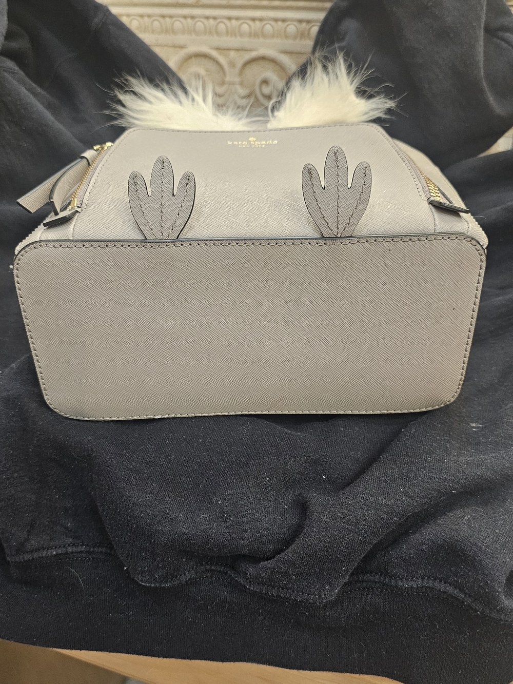 kate spade Grey Owl Appliqué Mini Backpack with Feather Accents - Picture 2 of 6